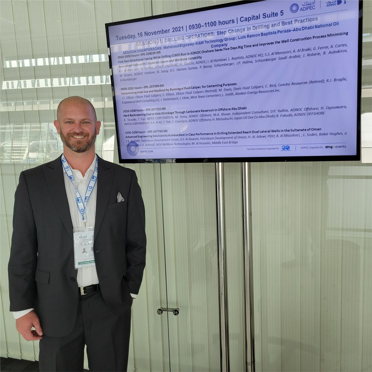 Jason Ellison presenting at ADIPEC in Abu Dhabi